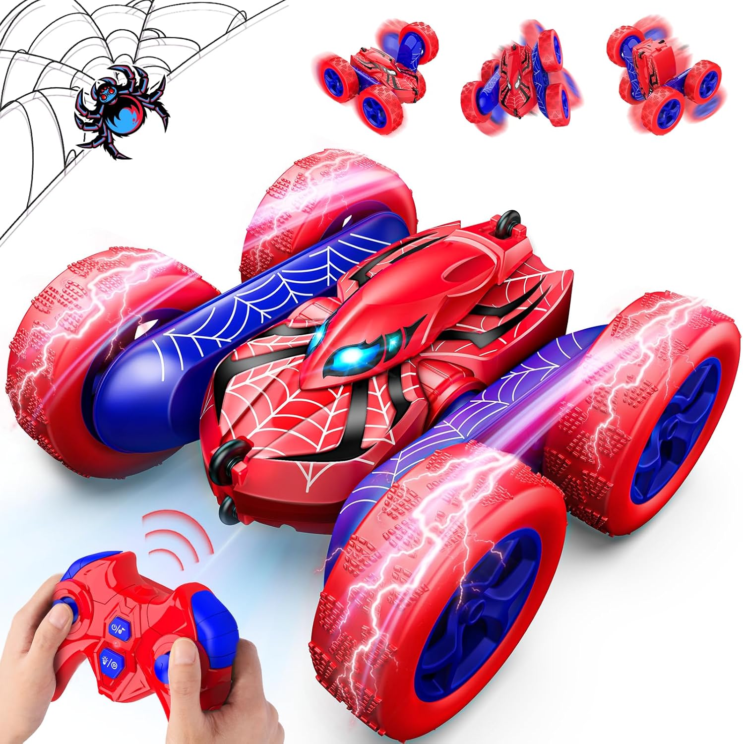 Dreamlandia Spider Toys Remote Control Cars Man Toys, 360 Flips RC Car Kids Toys for 3 4 5 6 7 8 Year Old Boy Gifts, Monster Truck Toys Boys Toys Age 3 4 5 6 7 8, Presents Gifts for 4-9 Year Old Boys-0