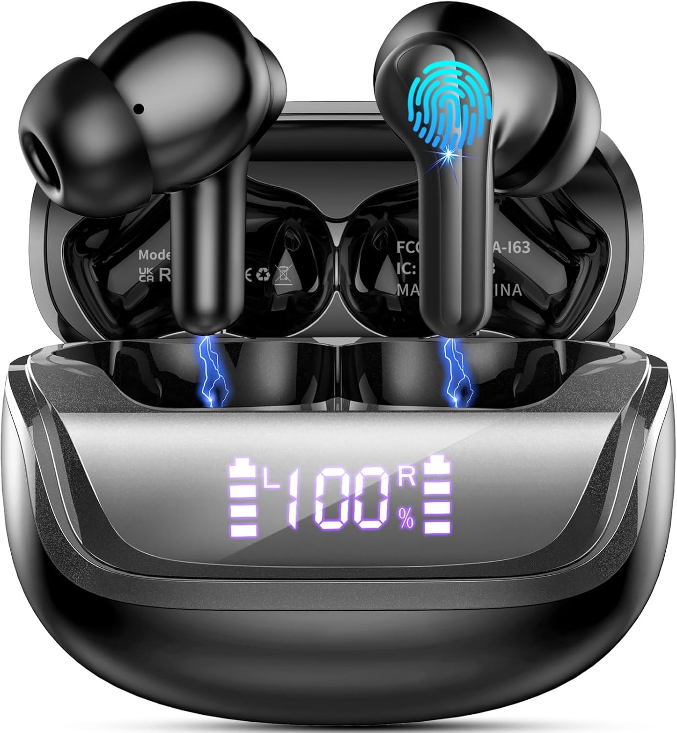 Wireless Earbuds, 2024 Bluetooth 5.4 Headphones in Ear with 4 ENC Noise Cancelling Mic, HiFi Stereo Deep Bass Bluetooth Earbuds, Wireless Earphones 45H Playtime with Dual LED Display, IP7 Waterproof-0