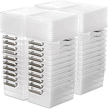 Citylife 40 Pack Small Storage Boxes with Lids Plastic Storage Boxes Stackable Storage Box with Handles，Clear 17.7x13x8.2cm