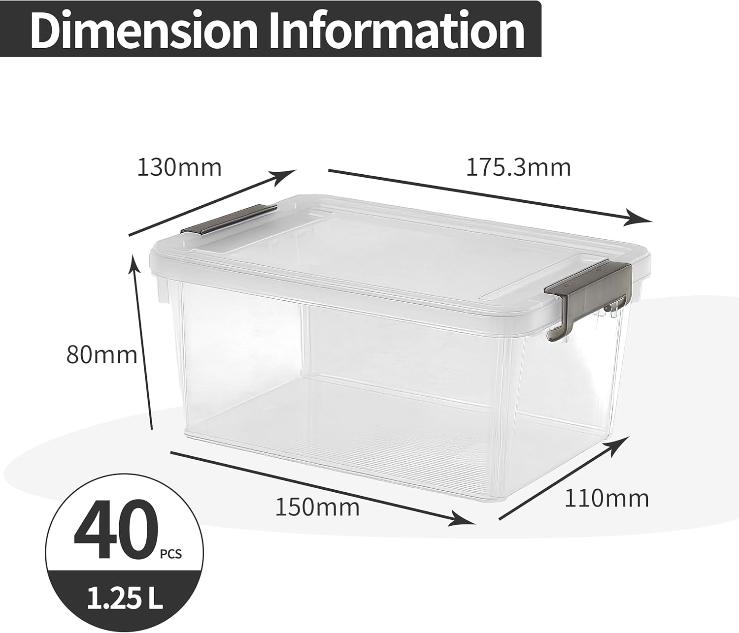 Citylife 40 Pack Small Storage Boxes with Lids Plastic Storage Boxes Stackable Storage Box with Handles，Clear 17.7x13x8.2cm-1