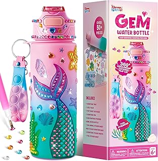 Klever Kits Kids Water Bottle Decoration,Arts and Craft Kits for Kids,Decorate Your Own Water Bottle Kit for Girls Age 6 7 8 9 10 11 12,Mermaid Diamond Painting Crafts,Girls Toys for Birthday