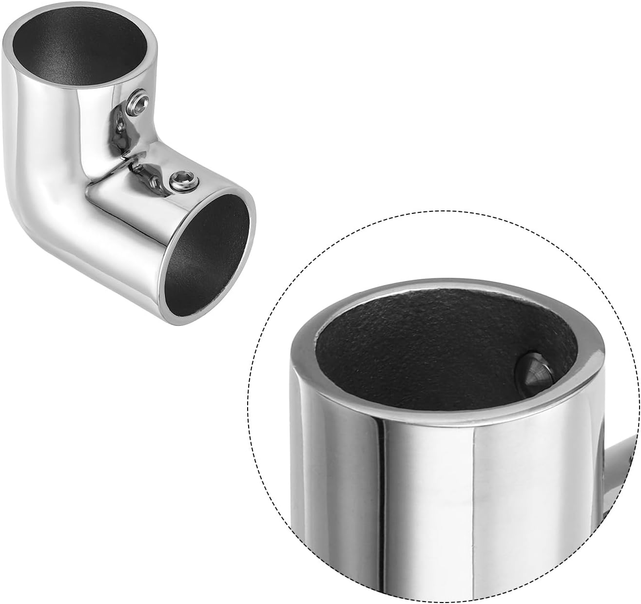 sourcing map 2pcs Boat Handrail Fitting, 2-Way Elbow Pipe Connector Marine Grade 316 Stainless Steel Pipe Fitting Connector 2.6mm for 1inch OD Tube Shelves Display Racks-2