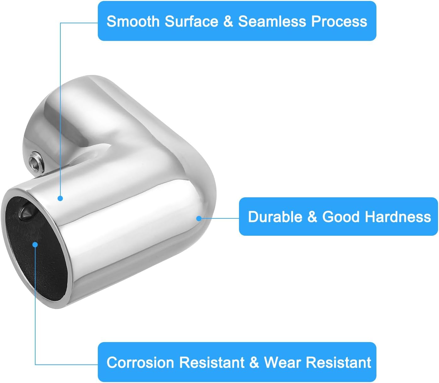 sourcing map 2pcs Boat Handrail Fitting, 2-Way Elbow Pipe Connector Marine Grade 316 Stainless Steel Pipe Fitting Connector 2.6mm for 1inch OD Tube Shelves Display Racks-3