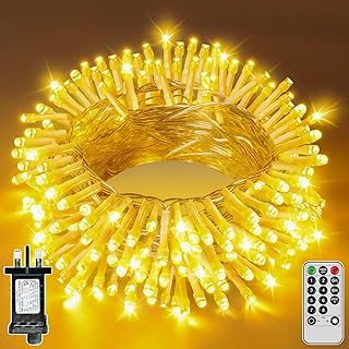 SKYELE Fairy Lights, 10m 100 LEDs Waterproof Outdoor Fairy Lights Plug in, Remote Control/8 Modes/Timer Warm White String Lights Mains Powered for Outside Indoor Garden Tree Wedding Party Decorations