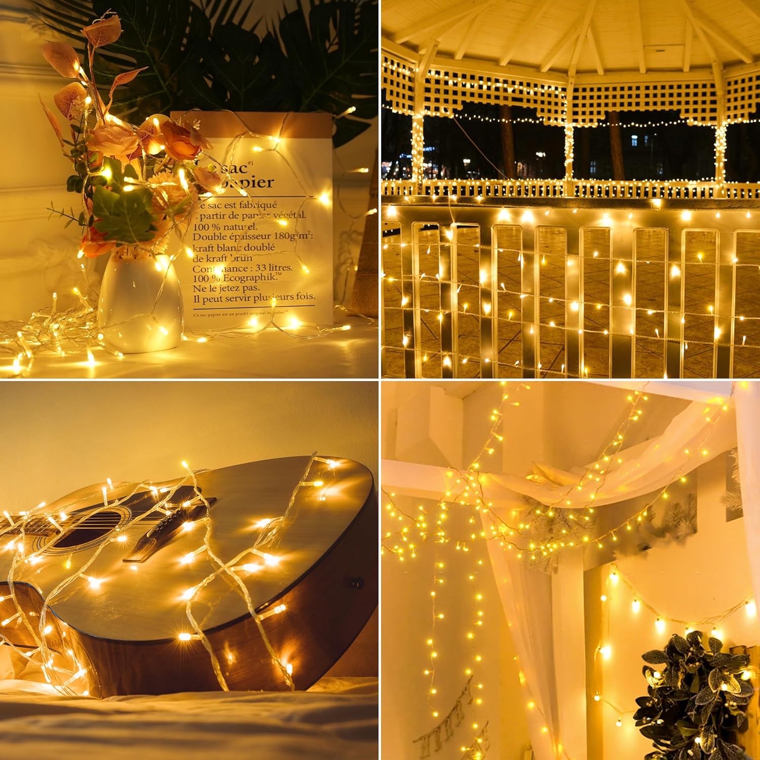 SKYELE Fairy Lights, 10m 100 LEDs Waterproof Outdoor Fairy Lights Plug in, Remote Control/8 Modes/Timer Warm White String Lights Mains Powered for Outside Indoor Garden Tree Wedding Party Decorations-5