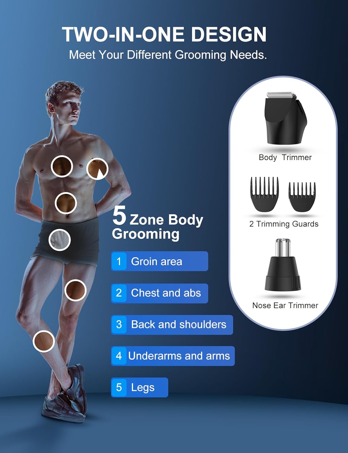 Body Hair Trimmer Men, Ball Trimmer Men, Electric Groin & Pubic Hair Trimmer, Body Groomer Men, Replaceable Ceramic Blade Heads Pubic Hair Trimmer for Men Razor,2-IN-1 Ball Shaver Grooming Kit for Men-1