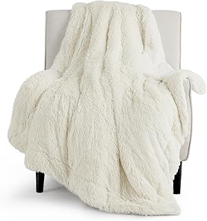 Bedsure Soft Double Blanket, Fuzzy Fluffy Blankets - Sherpa Fleece Faux Fur Blanket for Couch, Bed, Sofa, Cozy Plush Warm Thick Furry Shaggy Decorative Blanket Gifts for Adults, Cream, 150x200cm