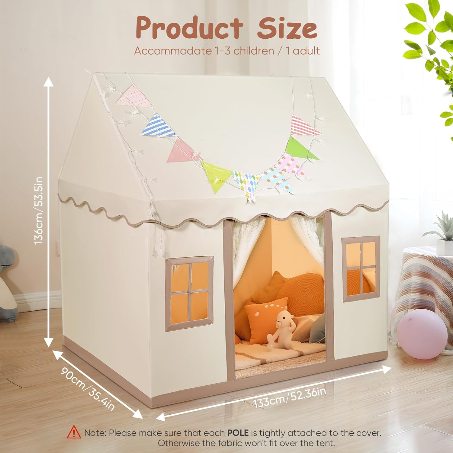 Tanniws Play House Tent for children Inner Tents children's Playhouse Foldable Play Tent Indoor play tent Natural Fabric Canvas Tent for girls and boys-1