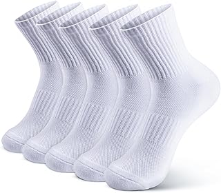 Zhtulck Sports Socks Womens, 5 Pairs White Trainer Ankle Socks Women With Arch Support, Breathable Wicking Cushioned Sports Socks Athletic Socks for Women, Perfect for Sports and Daily Use