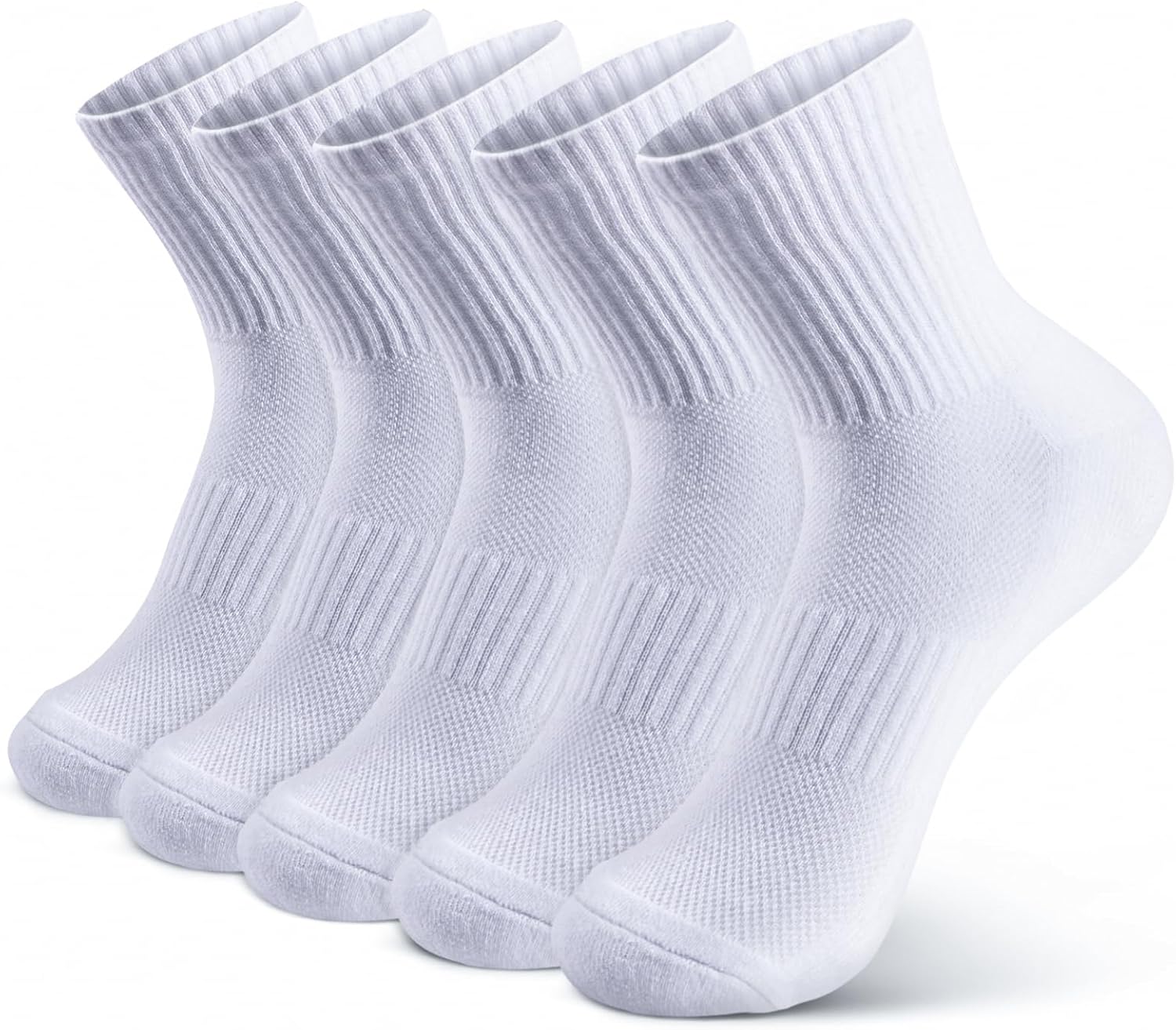 Zhtulck Sports Socks Womens, 5 Pairs White Trainer Ankle Socks Women With Arch Support, Breathable Wicking Cushioned Sports Socks Athletic Socks for Women, Perfect for Sports and Daily Use-0