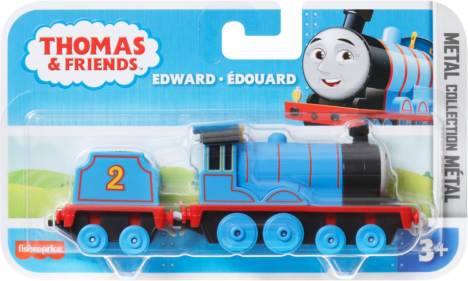 Thomas & Friends Diecast Toy Train Edward Push-Along Engine with Tender for Preschool Pretend Play Ages 3+ Years, HTN29-5