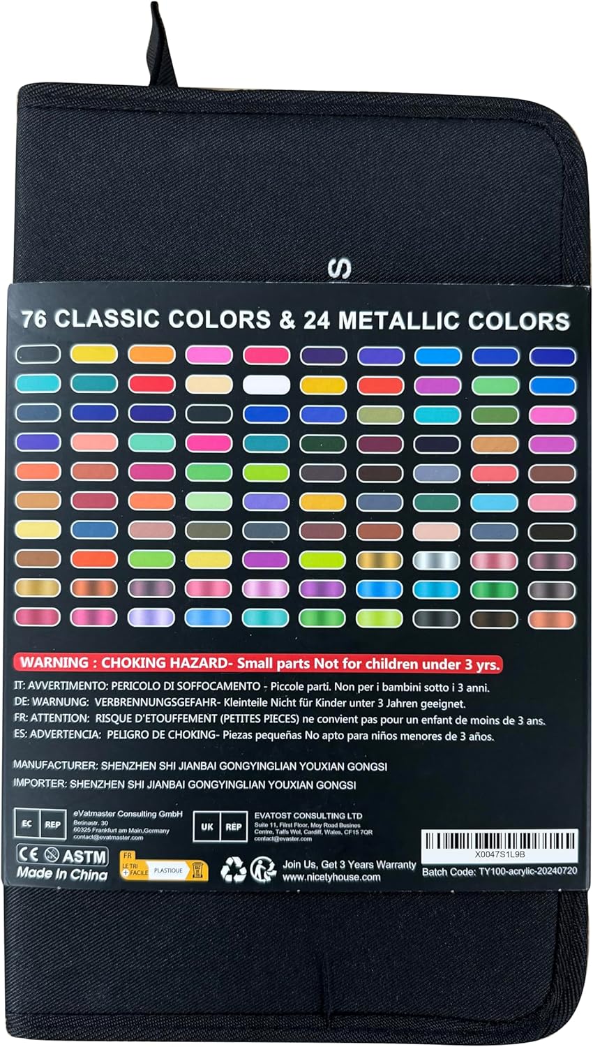 NICETY 100 Colours Acrylic Paint Pens - 3mm Medium Tip Paint Markers for Rock Painting, Stone, Glass, Wood, Porcelain, Ceramic, Fabric - Water-Based Acrylic Pens for Adults-10