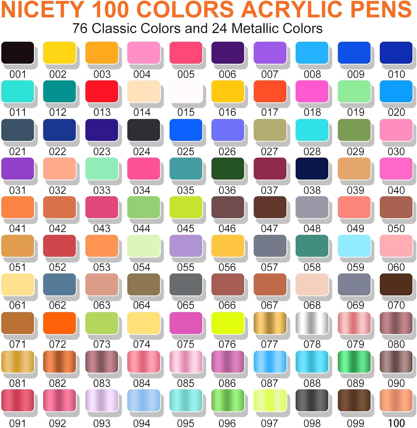 NICETY 100 Colours Acrylic Paint Pens - 3mm Medium Tip Paint Markers for Rock Painting, Stone, Glass, Wood, Porcelain, Ceramic, Fabric - Water-Based Acrylic Pens for Adults-3