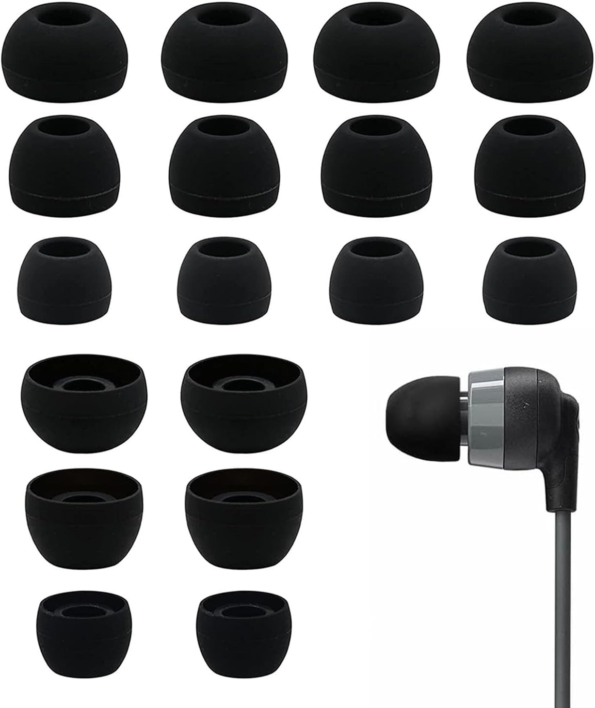 9 Pairs Silicone Earbuds Tips Earphone Replacement Earbud for In-Ear Headphones Noise Isolation Cover Caps 3 Different Size (S/M/L), for 4.5mm to 6mm Diameter Earphones (Black)-0