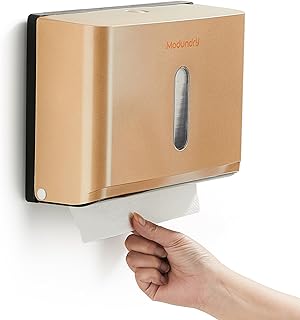 Modundry Paper Towel Dispenser, Wall-Mounted Multifold Hand Paper Towel Dispenser, Commercial Hand Towel Dispenser for Kitchen Bathroom Hotel Resturant, Holds 200 Paper,Gold