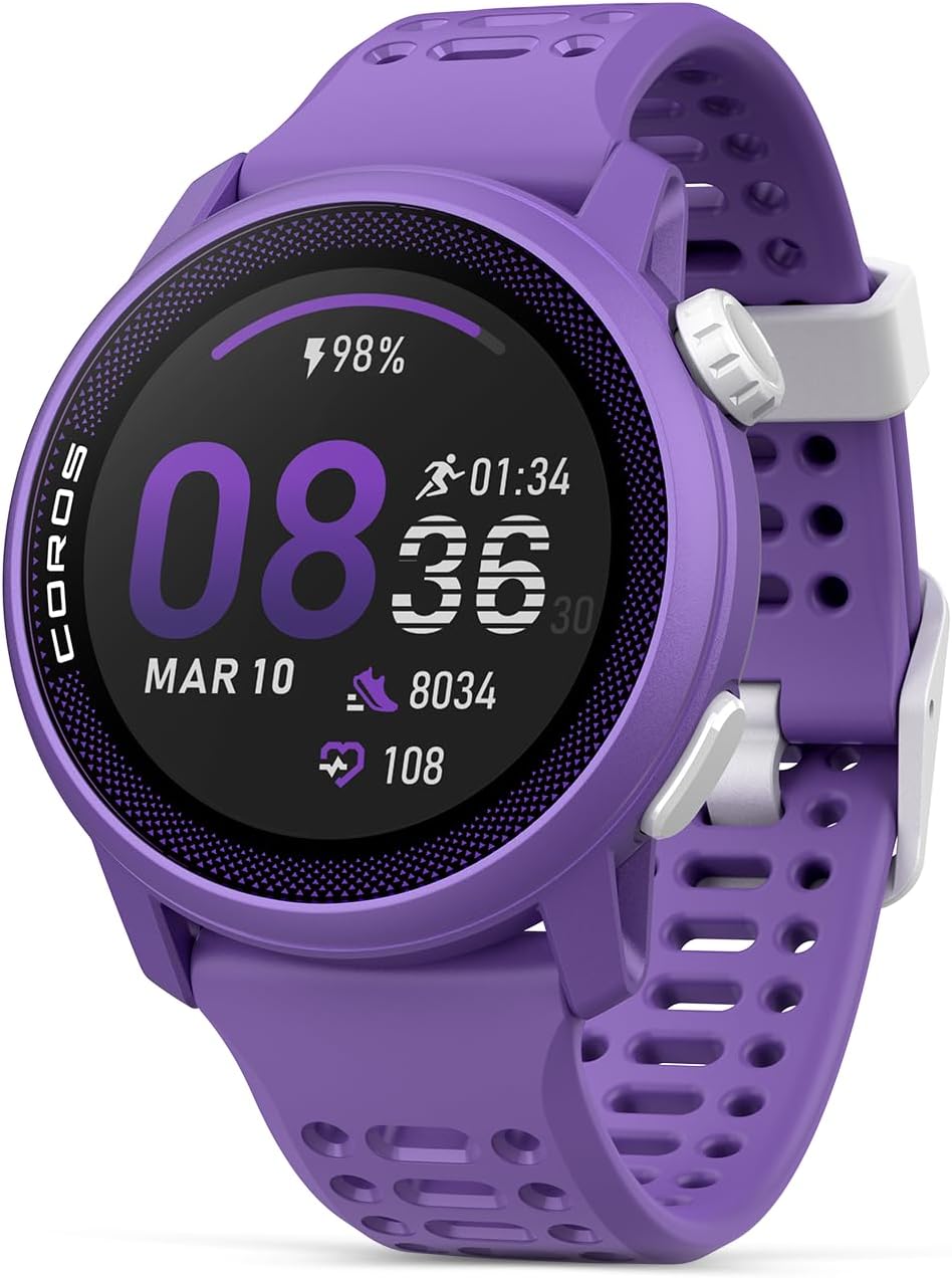 COROS PACE 3 Sport Watch GPS, Lightweight and Comfort, 17 Days Battery Life, Dual-Frequency GPS, Heart Rate and SpO2, Navigation, Sleep Track, Training Plan, Run, Bike, and Ski -Violet Silicon