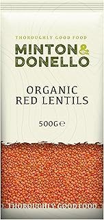 Minton & Donello - Organic Red Split Lentils, Quick Cooking, Rich in Protein, 6 x 500g