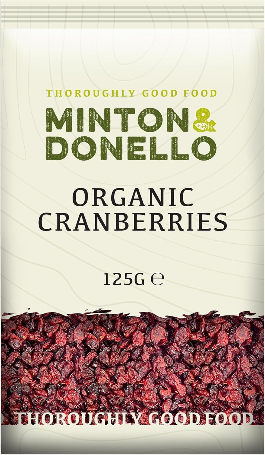 Minton & Donello - Organic Cranberries, Sweetened, Perfect for Baking & Snacks, 6 x 125g-0