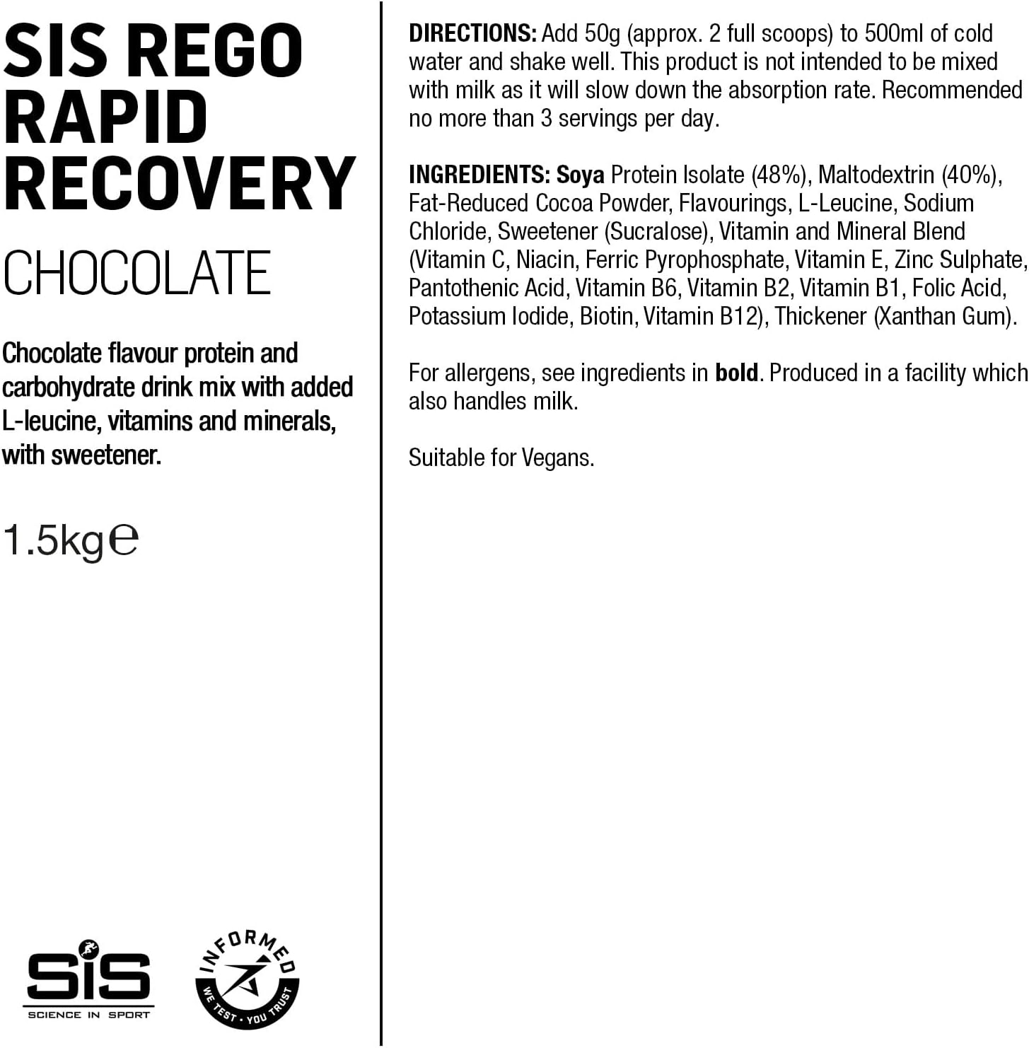 Science In Sport REGO Rapid Recovery Protein Powder | 21g of Protein for Muscle Recovery | Chocolate Flavour, 30 Servings, 1.5Kg-5