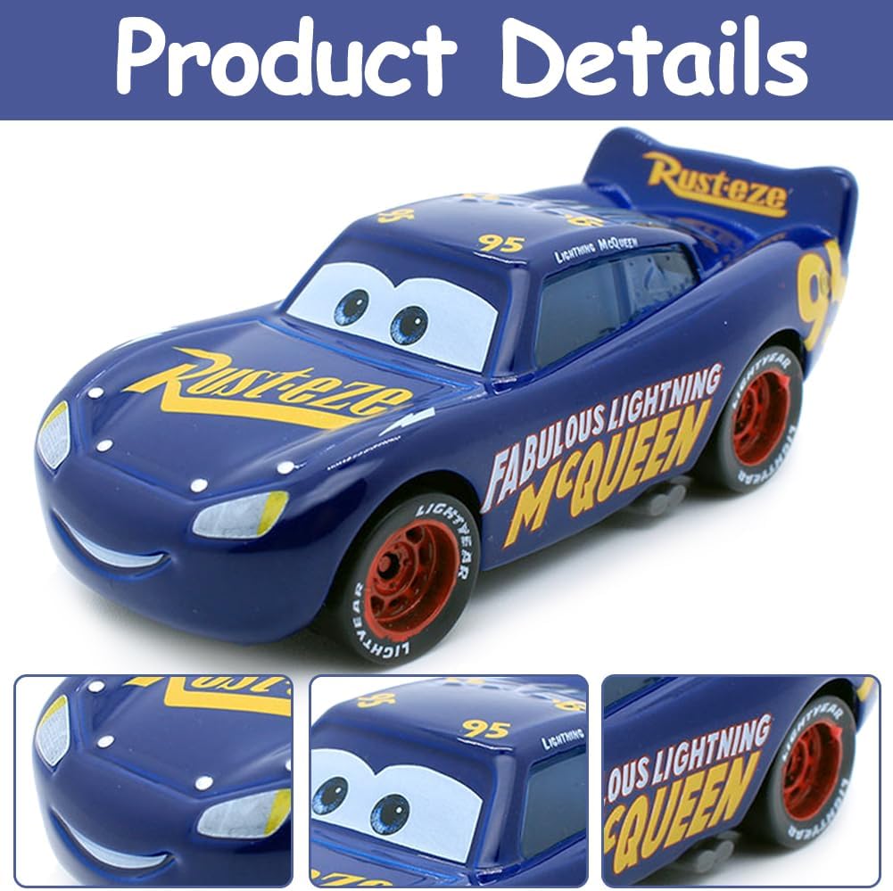 DVSWDMA Blue Mini Model Racing Cars, Collectable Toy Cars for Boys, Creative Toy Cars Sports Car Movie Character Toy Cars, Birthday Present for Boys Girls, Children Aged 3 Years and Over.-2