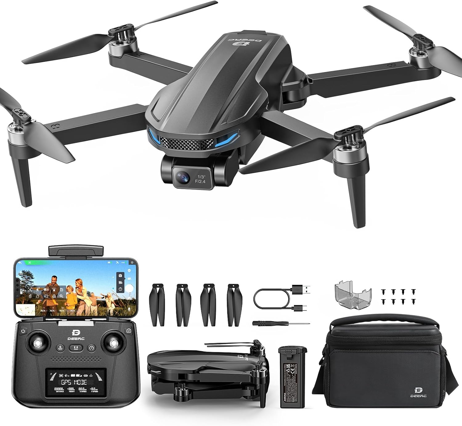 DEERC D65 4K EIS Camera Drone with 2-Axis Gimbal for Adults, 26-Min Long Flight Time, Easy GPS Quadcopter with Brushless Motor, 4K/30FPS, Auto Return, Follow Me, Under 249g, Ideal for Beginners-0