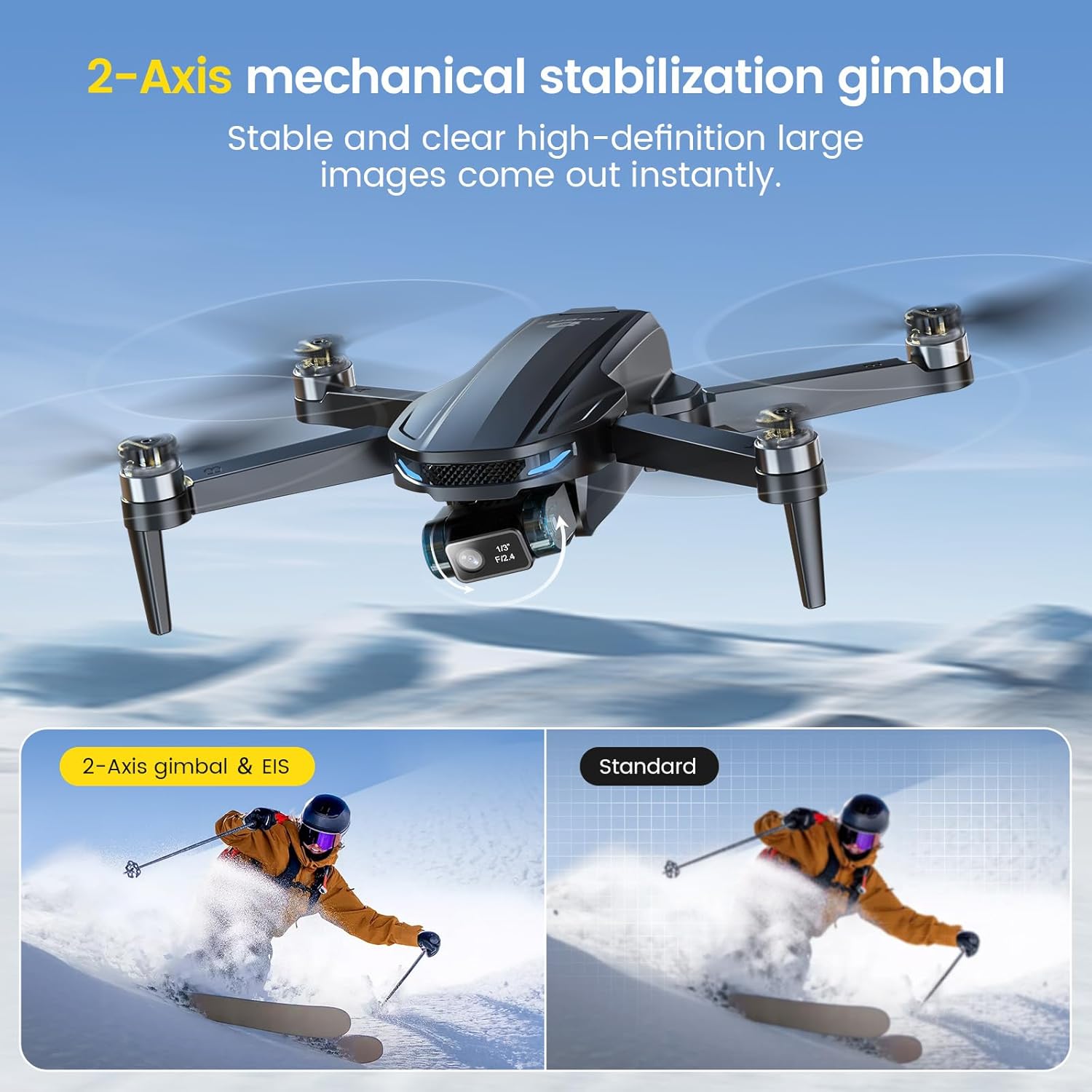 DEERC D65 4K EIS Camera Drone with 2-Axis Gimbal for Adults, 26-Min Long Flight Time, Easy GPS Quadcopter with Brushless Motor, 4K/30FPS, Auto Return, Follow Me, Under 249g, Ideal for Beginners-2