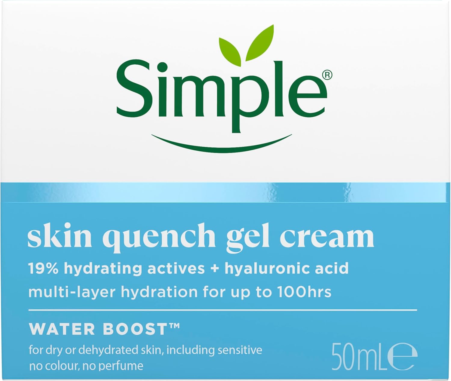 Simple Water Boost Skin Quench Gel Face Cream with 19% Hydrating Actives and Hyaluronic Acid Moisturiser for Dry Skin 50 ml-0