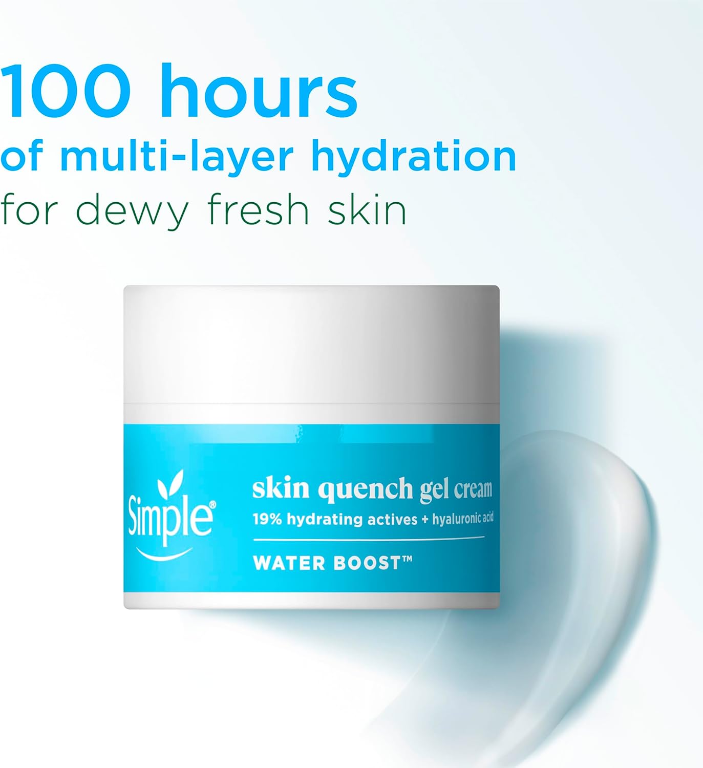 Simple Water Boost Skin Quench Gel Face Cream with 19% Hydrating Actives and Hyaluronic Acid Moisturiser for Dry Skin 50 ml-1