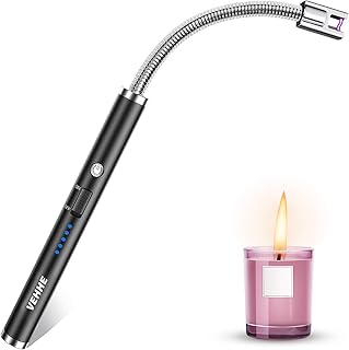 VEHHE Candle Lighter, Electric Lighter Rechargeable USB Lighter with 360° Long Flexible Neck, Arc Windproof Lighter with LED Battery Display, for BBQ Camping Light Candles Gas Stoves