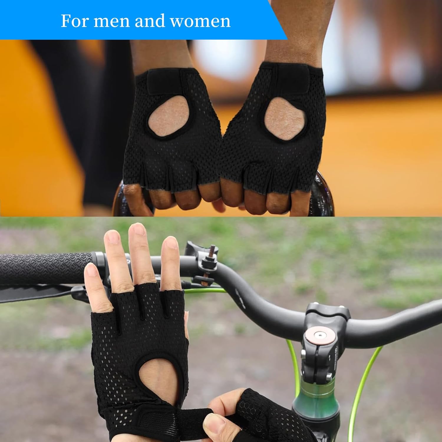 CYZBL Gym Gloves Soft, Half Finger Fitness Gloves, Black Training Gloves Anti Slip, Training Gloves Anti Slip for Weightlifting, Bodybuilding, Cycling, Rowing, Rock Climbing and Outdoor Sports-4