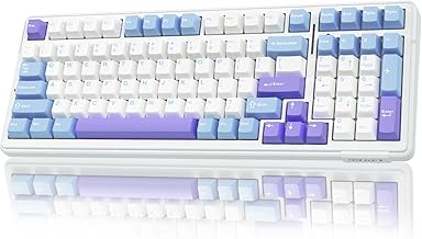 AULA F99 Mechanical Gaming Keyboard,Gasket Wireless Mechanical Keyboard,BT5.0/2.4GHz/USB-C Hot Swappable Custom Keyboard,Pre-lubed Switches RGB Keyboard for PC/Tablet/PS/Xbox,Blue&Purple