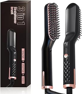 Beard Straightener for Men 25s Fast Heating Hair Straightener Brush 3 in 1 Professional Electric Hot Mustache Comb Beard Brush Temperature Adjustable & Anti-Scald for Styling Hair and Beard