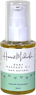 The Honest Midwife Baby Oil • 50ml • Massage Oil to Soothe, Moisturise & Heal • Suitable for Eczema + Cradle Cap • 100% Natural • Vegan • Cruelty-Free • Coconut Oil, Cocoa, Wheat Germ Oil + Vitamin E