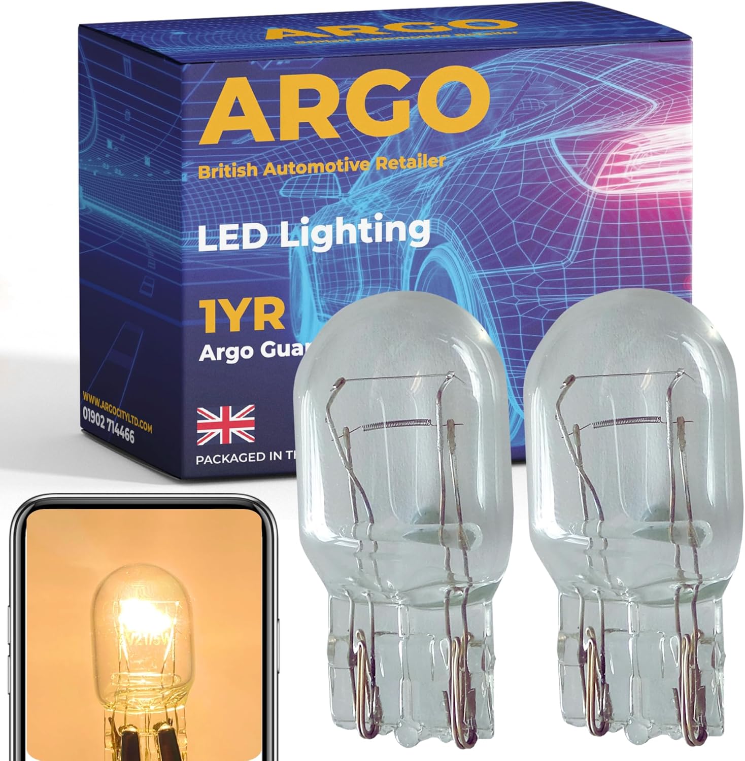 Argo W21/5w Bulb Halogen 12v DRL Daytime Running Lights W21w Bulb 7443 Brake Light Bulbs Upgrade Super Bright Light Bulb T20 Bulb Car Van Wedge 580 W21/5w Car Bulb Headlight Bulb-0