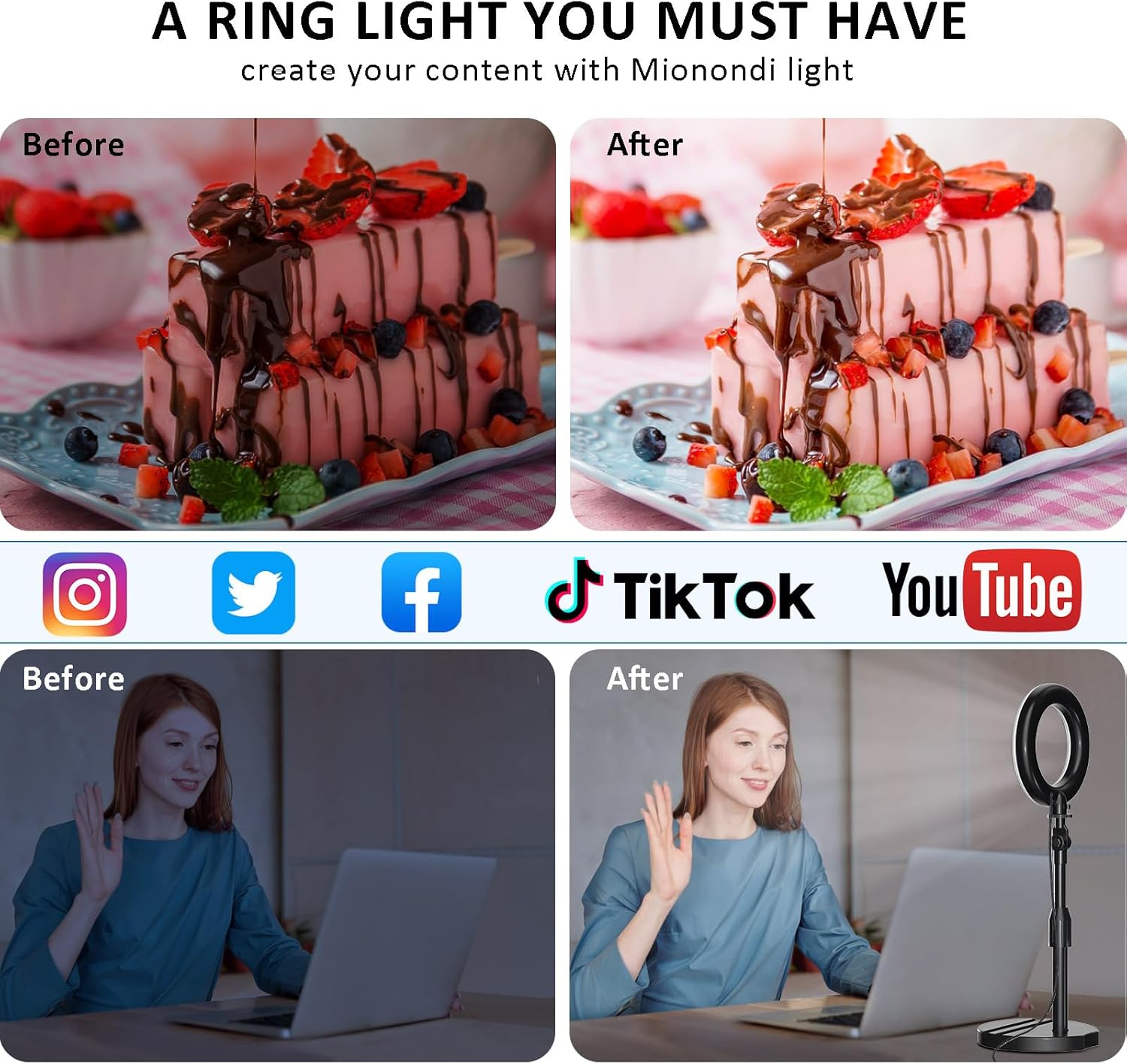 Desk Ring Light with Telescopic Stand, Travel Desktop Hola Light for Phone Selfie Laptop Zoom Video Calls Makeup Tiktok Reels Live Streaming-7