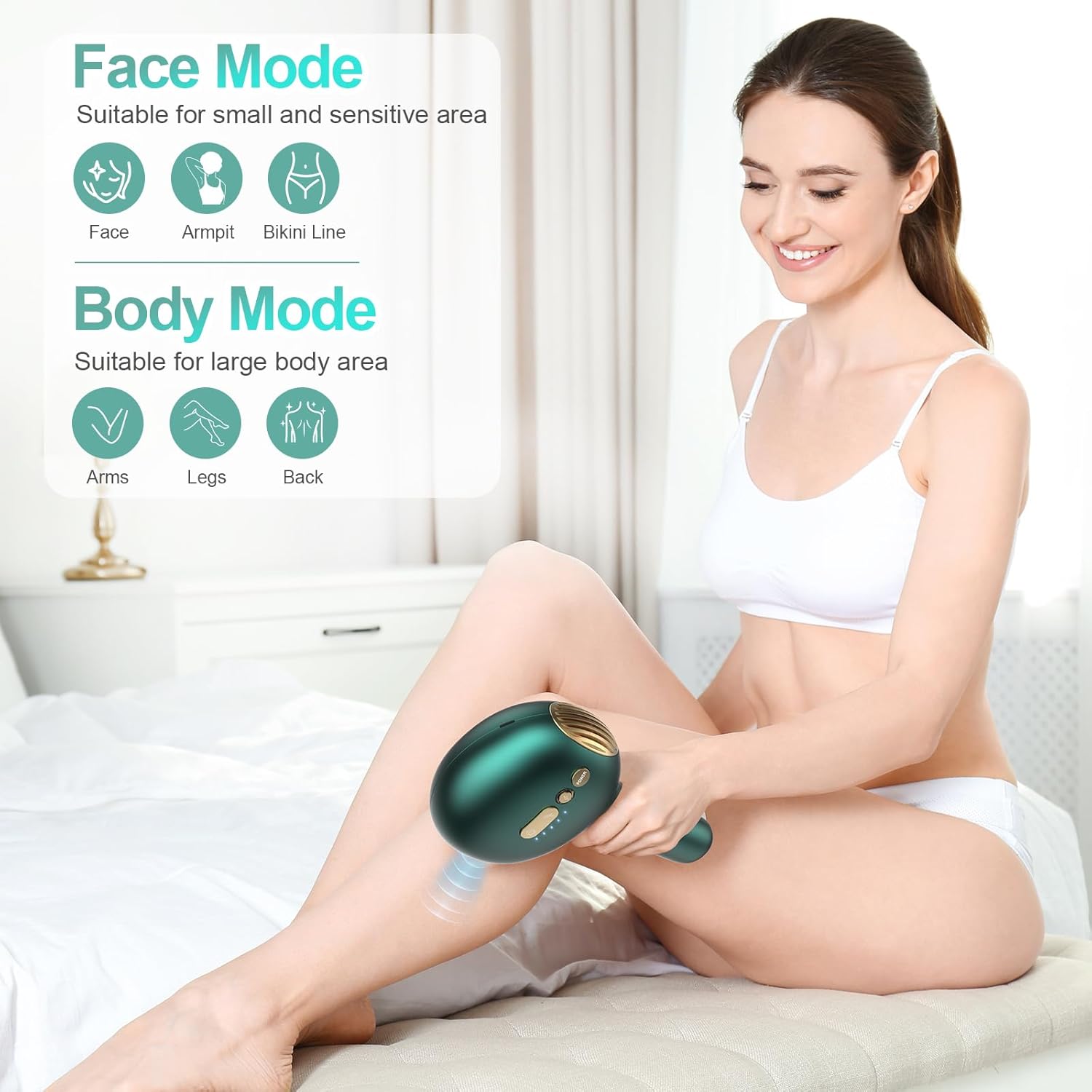 Lovsheme Laser Hair Removal Device, Painless Sapphire Ice-Cooling IPL Hair Removal Device for Women Men, Facial Bikini Leg Body at-Home Use, with 5 Levels & 2 Modes, Long Lasting Hair Removal System-6