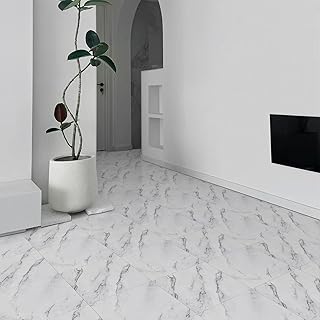 Floor Tiles Self Adhesive Floor Tile, Marble Tile Stickers Waterproof Vinyl Flooring for Kitchen Living Room and Bathroom, 30x30cm 10pcs(0.9㎡)