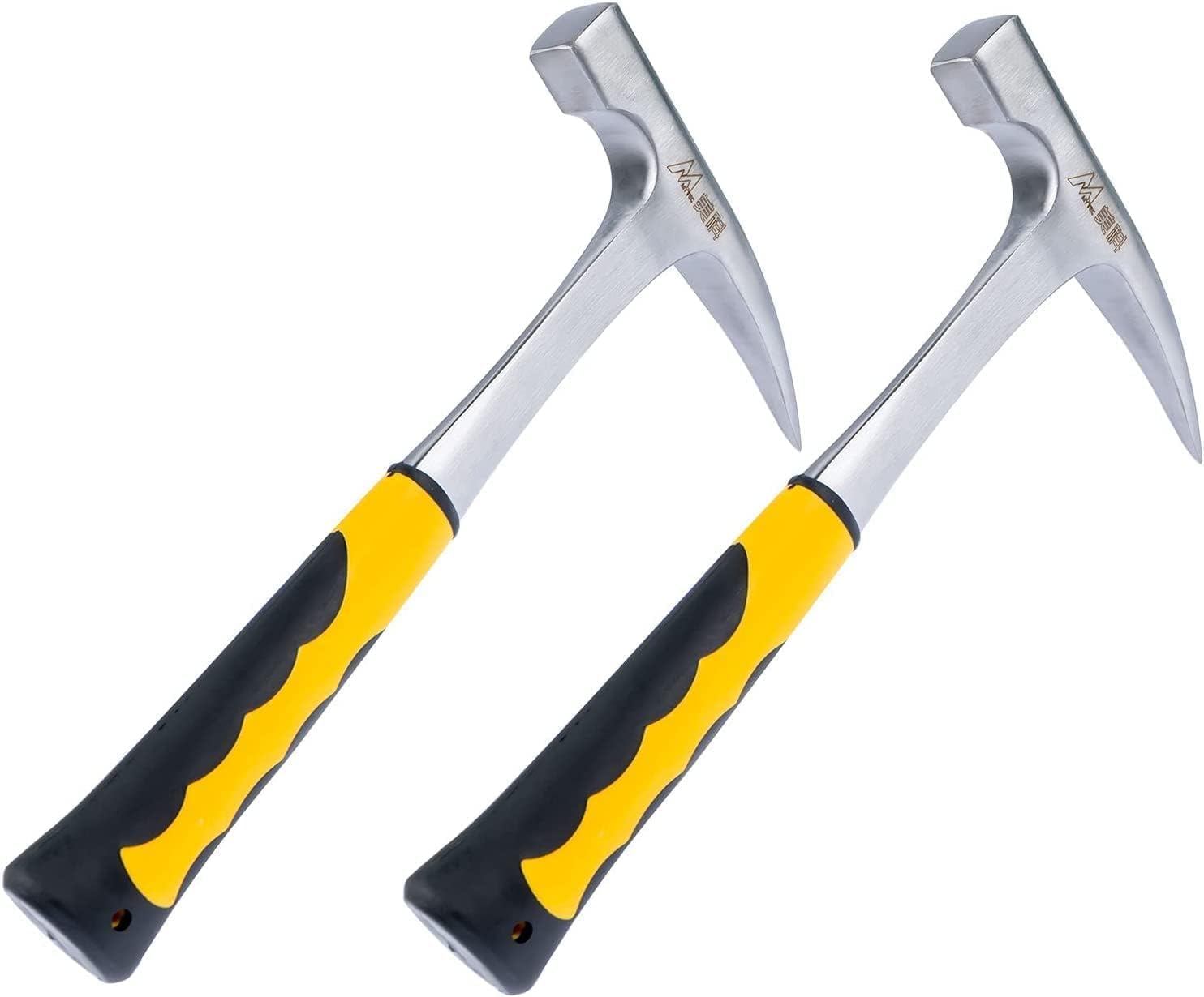 2Pcs Rock Pick Hammer, 32 OZ All Steel Geologist Hammer with Pointed Tip and Skid Handle, Drop Forged Masonry Hammer for Mining, Geological Prospecting (11.2 Inch)-0