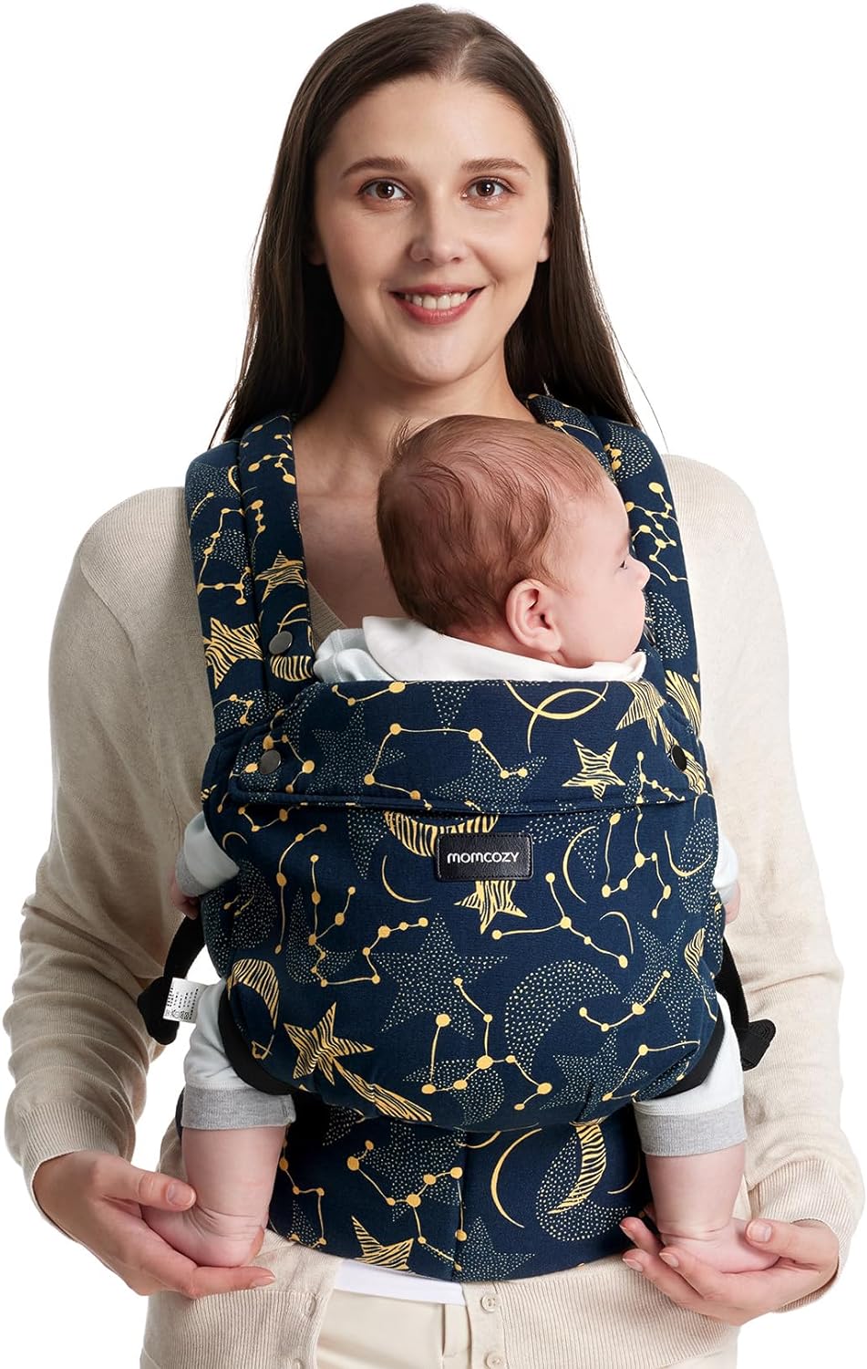 Momcozy Baby Carrier Newborn to Toddler - Ergonomic, Cozy and Lightweight Infant Carrier for 7-44lbs, All Day Comfort for Hands-Free Parenting, Enhanced Lumbar Support, Starry Sky-0