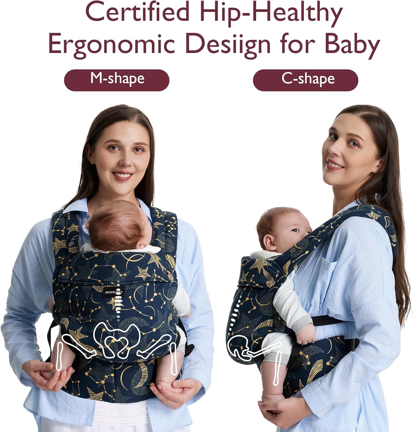 Momcozy Baby Carrier Newborn to Toddler - Ergonomic, Cozy and Lightweight Infant Carrier for 7-44lbs, All Day Comfort for Hands-Free Parenting, Enhanced Lumbar Support, Starry Sky-2