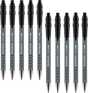 Paper Mate FlexGrip Gel Retractable Pens | Medium Point 0.7mm | Black Ink | Pack of 10