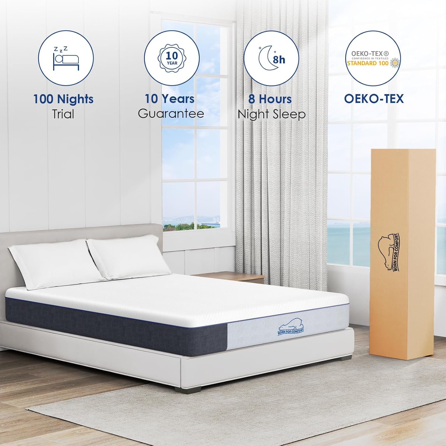 wowttrelax Double Mattresses 4ft6, 8 Inch Double Memory Foam Mattress, Medium Firm with Soft Fabric Fire Resistant Barrier, Removable cover Double Bed mattress 135x190x20cm-8