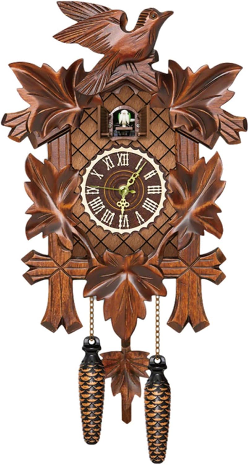 Budstfee Cuckoo Clocks for Wall, Cuckoo Clock with Working Bird Pendulum Wall Clock Wooden Cuckoo Clocks for Wall Coo Coo Clock with Night Mode for Living Room Bedroom Housewarming Gifts-0