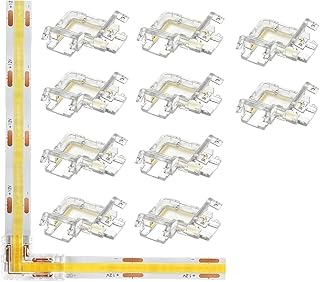 MNZMFZYH COB LED Strip Connector Seamless 2pin 10mm Right Angle Corner Connectors for 2pin COB LED Strip Lights 90 Degree L Shape