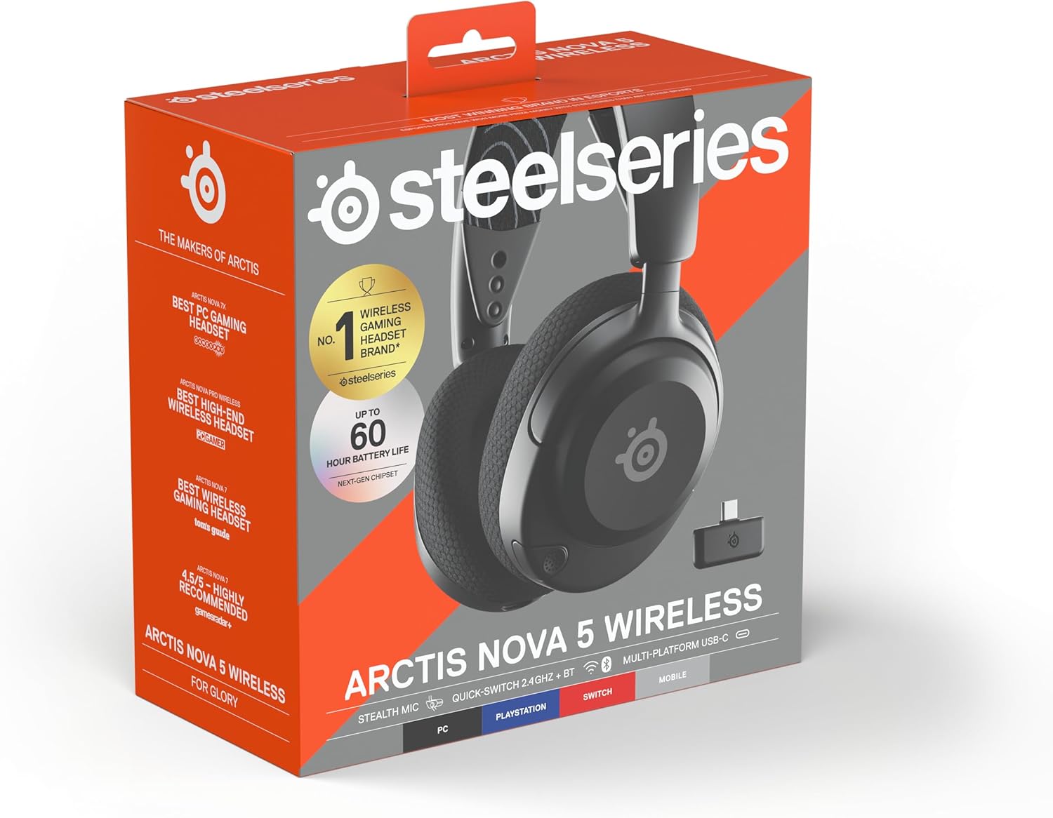 SteelSeries Arctis Nova 5 Wireless Multi-System Gaming Headset - Neodymium Magnetic Drivers - 100+ Audio Presets via App - 60H Battery - 2.4GHz or BT - ClearCast Gen2.X Mic - PC, PS4/5, Switch, Mobile-15