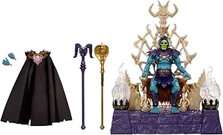 Masters of the Universe Masterverse Skeletor Action Figure & Throne Pack, MOTU Toy, Lighted Sconces, Removable Hood & Cape, 2 Staff Accessories, HXX63