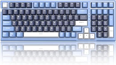 MageGee SKY98 Mechanical Gaming Keyboard, 96% Gasket Hot Swappable Wired Custom Creamy Keyboard with 5-Layer Sound Dampening, RGB Backlit, NKRO for Win/Mac (Prussian Blue, Blue Whale Switch)