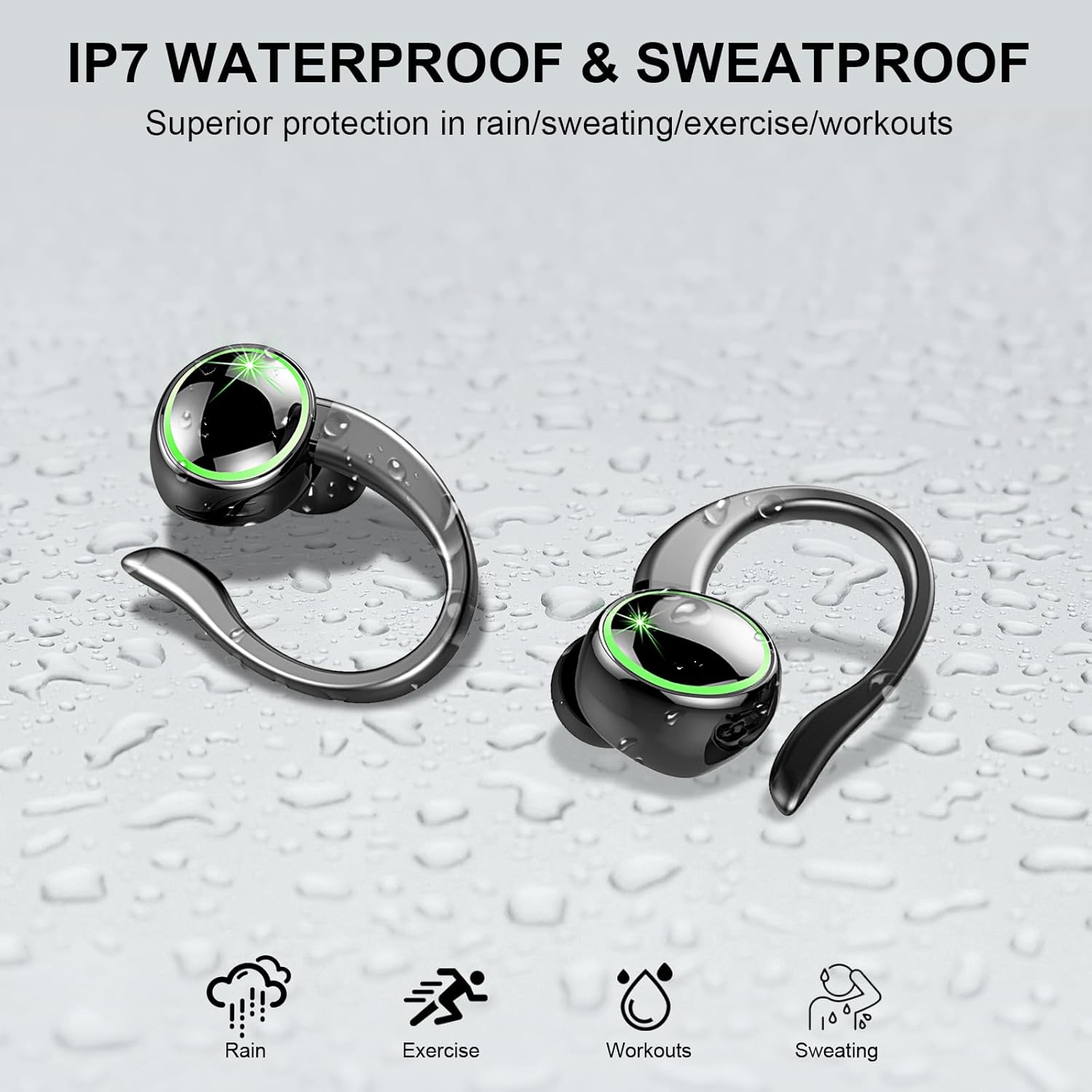 Wireless Earbuds, Bluetooth 5.3 Headphones, 50H+ Playtime Stereo Noise Canceling Headphones with 4 ENC Mic, Sport Ear buds with Earhooks, IPX7 Waterproof Wireless Earphones for Sport/Running/Gym-6