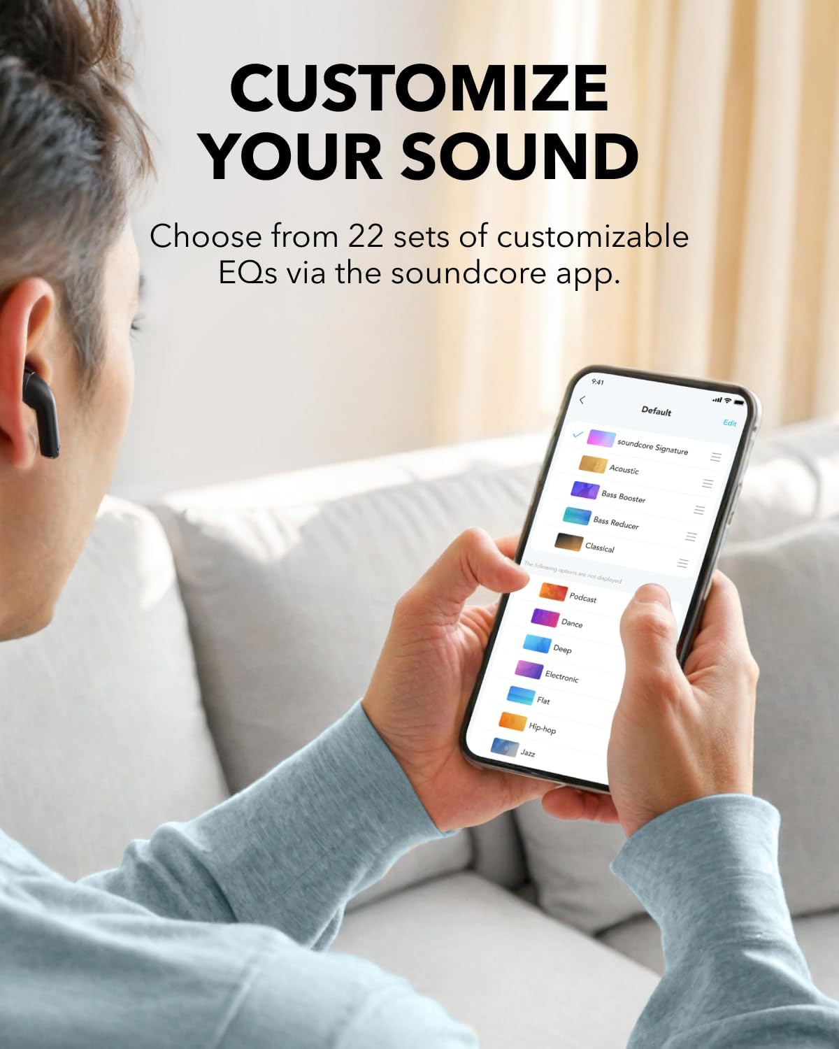 soundcore K20i by Anker, Semi-in-Ear Earbuds, Bluetooth Wireless, 36H Playtime, Fast Charge, Clear Sound, Comfortable Fit, ENC 2-Mic Clear Calls, Custom EQ, IPX5, Bluetooth 5.3, App Control-5