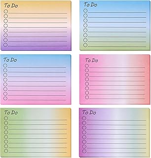 6-Pack Colorful Striped Self-Stick Notes, to-Do List Pad, Reminder Notebook for Office and School Supplies, Stationary Stationery Sticky Notes, Plan Reminder Stationery Supplies